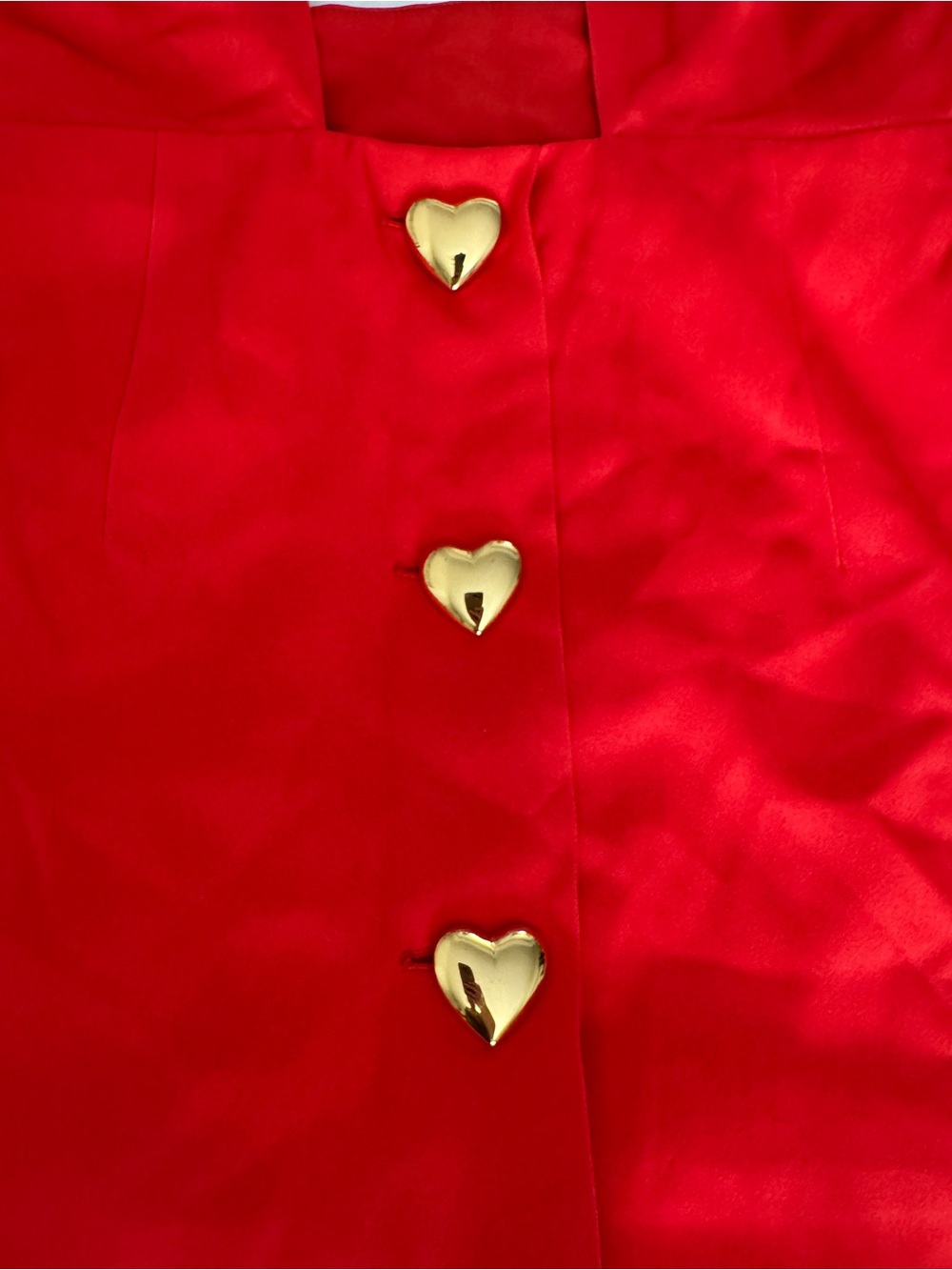 Moschino Couture! Red Satin Halter Dress Gold Heart Buttons US 8 - Picture 6 of 12
